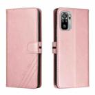 For Xiaomi Redmi Note 10 Stitching Style 2-Color Cow Texture Horizontal Flip PU Leather Case with Holder & Card Slot & Lanyard(Rose Gold) - 1