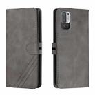 For Xiaomi Redmi Note 10 5G Stitching Style 2-Color Cow Texture Horizontal Flip PU Leather Case with Holder & Card Slot & Lanyard(Gray) - 1