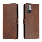 For Xiaomi Redmi Note 10 5G Stitching Style 2-Color Cow Texture Horizontal Flip PU Leather Case with Holder & Card Slot & Lanyard(Brown) - 1