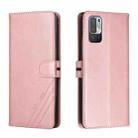 For Xiaomi Redmi Note 10 5G Stitching Style 2-Color Cow Texture Horizontal Flip PU Leather Case with Holder & Card Slot & Lanyard(Rose Gold) - 1