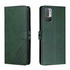 For Xiaomi Redmi Note 10 5G Stitching Style 2-Color Cow Texture Horizontal Flip PU Leather Case with Holder & Card Slot & Lanyard(Green) - 1