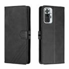 For Xiaomi Redmi Note 10 Pro Stitching Style 2-Color Cow Texture Horizontal Flip PU Leather Case with Holder & Card Slot & Lanyard(Black) - 1