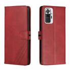 For Xiaomi Redmi Note 10 Pro Stitching Style 2-Color Cow Texture Horizontal Flip PU Leather Case with Holder & Card Slot & Lanyard(Red) - 1