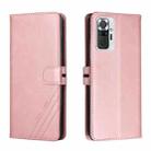 For Xiaomi Redmi Note 10 Pro Stitching Style 2-Color Cow Texture Horizontal Flip PU Leather Case with Holder & Card Slot & Lanyard(Rose Gold) - 1