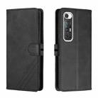 For Xiaomi Mi 10S Stitching Style 2-Color Cow Texture Horizontal Flip PU Leather Case with Holder & Card Slot & Lanyard(Black) - 1