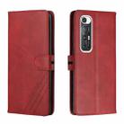 For Xiaomi Mi 10S Stitching Style 2-Color Cow Texture Horizontal Flip PU Leather Case with Holder & Card Slot & Lanyard(Red) - 1