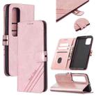 For Xiaomi Mi 10 Ultra Stitching Style 2-Color Cow Texture Horizontal Flip PU Leather Case with Holder & Card Slot & Lanyard(Rose Gold) - 1