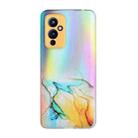 For OnePlus 9 Laser Marble Pattern Clear TPU Shockproof Protective Case(Yellow) - 1