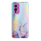 For OnePlus 9 Laser Marble Pattern Clear TPU Shockproof Protective Case(Pink) - 1