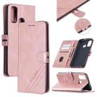 For Huawei P smart 2020 Stitching Style 2-Color Cow Texture Horizontal Flip PU Leather Case with Holder & Card Slot & Lanyard(Rose Gold) - 1