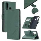 For Huawei P smart 2020 Stitching Style 2-Color Cow Texture Horizontal Flip PU Leather Case with Holder & Card Slot & Lanyard(Green) - 1