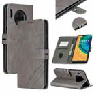 For Huawei Mate 30 Stitching Style 2-Color Cow Texture Horizontal Flip PU Leather Case with Holder & Card Slot & Lanyard(Gray) - 1