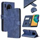 For Huawei Mate 30 Pro Stitching Style 2-Color Cow Texture Horizontal Flip PU Leather Case with Holder & Card Slot & Lanyard(Blue) - 1