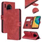 For Huawei Mate 30 Pro Stitching Style 2-Color Cow Texture Horizontal Flip PU Leather Case with Holder & Card Slot & Lanyard(Red) - 1