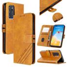 For Huawei P40 Stitching Style 2-Color Cow Texture Horizontal Flip PU Leather Case with Holder & Card Slot & Lanyard(Yellow) - 1
