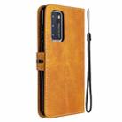 For Huawei P40 Stitching Style 2-Color Cow Texture Horizontal Flip PU Leather Case with Holder & Card Slot & Lanyard(Yellow) - 3