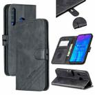 For Huawei P40 lite E / Y7p Stitching Style 2-Color Cow Texture Horizontal Flip PU Leather Case with Holder & Card Slot & Lanyard(Black) - 1