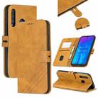 For Huawei P40 lite E / Y7p Stitching Style 2-Color Cow Texture Horizontal Flip PU Leather Case with Holder & Card Slot & Lanyard(Yellow) - 1