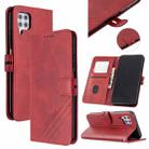 For Huawei P40 lite / nova 7i Stitching Style 2-Color Cow Texture Horizontal Flip PU Leather Case with Holder & Card Slot & Lanyard(Red) - 1