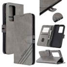 For Huawei P40 Pro Stitching Style 2-Color Cow Texture Horizontal Flip PU Leather Case with Holder & Card Slot & Lanyard(Gray) - 1