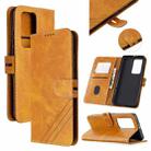 For Huawei P40 Pro Stitching Style 2-Color Cow Texture Horizontal Flip PU Leather Case with Holder & Card Slot & Lanyard(Yellow) - 1