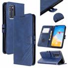 For Huawei Honor V30 / V30 Pro Stitching Style 2-Color Cow Texture Horizontal Flip PU Leather Case with Holder & Card Slot & Lanyard(Blue) - 1