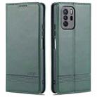 For Xiaomi Redmi Note 10 Pro 5G AZNS Magnetic Calf Texture Horizontal Flip Leather Case with Card Slots & Holder & Wallet(Dark Green) - 1