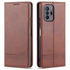 For Xiaomi Redmi Note 10 Pro 5G AZNS Magnetic Calf Texture Horizontal Flip Leather Case with Card Slots & Holder & Wallet(Dark Brown) - 1