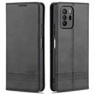 For Xiaomi Redmi Note 10 Pro 5G AZNS Magnetic Calf Texture Horizontal Flip Leather Case with Card Slots & Holder & Wallet(Black) - 1