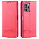For Xiaomi Redmi Note 10 Pro 5G AZNS Magnetic Calf Texture Horizontal Flip Leather Case with Card Slots & Holder & Wallet(Red) - 1