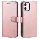 For iPhone 12 / 12 Pro AZNS Skin Feel Calf Texture Horizontal Flip Leather Case with Card Slots & Holder & Wallet(Rose Gold) - 1
