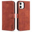 For iPhone 12 / 12 Pro AZNS Skin Feel Calf Texture Horizontal Flip Leather Case with Card Slots & Holder & Wallet(Brown) - 1