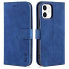 For iPhone 12 mini AZNS Skin Feel Calf Texture Horizontal Flip Leather Case with Card Slots & Holder & Wallet(Blue) - 1