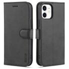 For iPhone 12 mini AZNS Skin Feel Calf Texture Horizontal Flip Leather Case with Card Slots & Holder & Wallet(Black) - 1