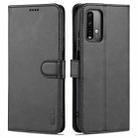 For Xiaomi Redmi Note 9 4G AZNS Skin Feel Calf Texture Horizontal Flip Leather Case with Card Slots & Holder & Wallet(Black) - 1