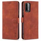 For Xiaomi Redmi Note 9 4G AZNS Skin Feel Calf Texture Horizontal Flip Leather Case with Card Slots & Holder & Wallet(Brown) - 1