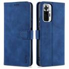 For Xiaomi Redmi Note 10 Pro Max AZNS Skin Feel Calf Texture Horizontal Flip Leather Case with Card Slots & Holder & Wallet(Blue) - 1