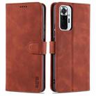 For Xiaomi Redmi Note 10 Pro Max AZNS Skin Feel Calf Texture Horizontal Flip Leather Case with Card Slots & Holder & Wallet(Brown) - 1