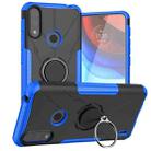 For Motorola Moto E7 Power Armor Bear Shockproof PC + TPU Protective Case with Ring Holder(Blue) - 1