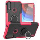 For Motorola Moto E7 Power Armor Bear Shockproof PC + TPU Protective Case with Ring Holder(Rose Red) - 1