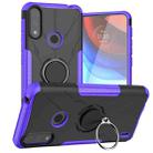 For Motorola Moto E7 Power Armor Bear Shockproof PC + TPU Protective Case with Ring Holder(Purple) - 1