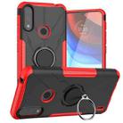 For Motorola Moto E7 Power Armor Bear Shockproof PC + TPU Protective Case with Ring Holder(Red) - 1