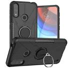 For Motorola Moto E7 Power Armor Bear Shockproof PC + TPU Protective Case with Ring Holder(Black) - 1