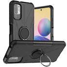 For Xiaomi Redmi Note 10 5G Armor Bear Shockproof PC + TPU Protective Case with Ring Holder(Black) - 1