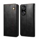 For Huawei P50 Simple Wax Crazy Horse Texture Horizontal Flip Leather Case with Card Slots & Holder(Black) - 1