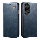 For Huawei P50 Pro Simple Wax Crazy Horse Texture Horizontal Flip Leather Case with Card Slots & Holder(Navy Blue) - 1