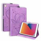 Love Butterfly Pattern For iPad 10.2 2021 / 2020 / 2019 Horizontal Flip Leather Case with Holder & Sleep / Wake-up Function / Air (2019) / 10.2 (2020)(Purple) - 1