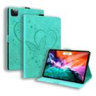 For iPad Pro 12.9 (2020) / (2021) Love Butterfly Pattern Horizontal Flip Leather Tablet Case with Holder & Sleep / Wake-up Function(Green) - 1