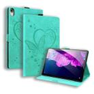 For Lenovo Tab P11 TB-J606F Love Butterfly Pattern Horizontal Flip Leather Case with Holder(Green) - 1