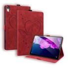 For Lenovo Tab P11 TB-J606F Love Butterfly Pattern Horizontal Flip Leather Case with Holder(Red) - 1